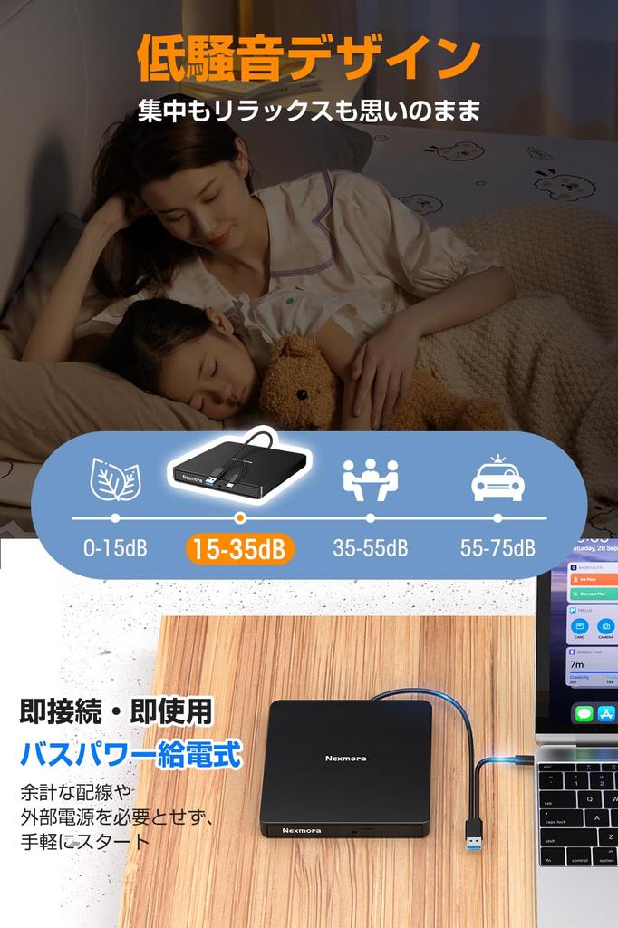 Innovative High Speed USB CD DVD Drive External Quiet DVD Player External DVD Drive USB Connection CD Player Bus Powered External CD Drive Lightweight
