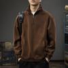 Autumn Heavy Fleece Stand-Up Neck Men'S Sweater American Retro Polo Shirt Loose Semi-Zipper Pullover Jacket
