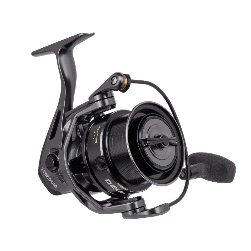 Left Hand Spinning Fishing Reel CNC-Machined Foldable Screw-In Drag Sound-Emitting Long-Cast Metal Spool 4.71 Gear