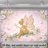 2D Fairy Backdrop for Girls Birthday Party, Pink Purple Floral Butterfly Photo Background