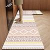 Simple Grey Scale Tribal Pattern Two Pack Kitchen Runner Rug Oil Proof Anti Slip Mat Under Sink Neutral Home Decor