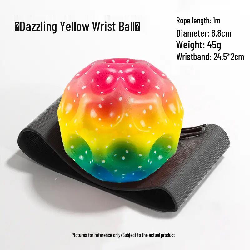 Luminous Rubber Wrist Ball with Elastic Rope - Kids' Rebound Toy for Boys' Boredom Relief