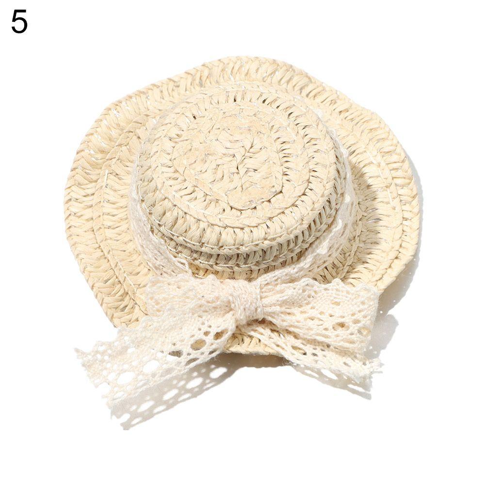 Миниатюрный кружевной бант, мини-кукольная шляпа, аксессуары, украшение для кукольного дома, соломенная шляпа, плетеные вручную шляпы