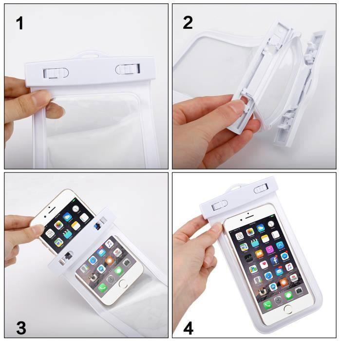 Pochette Sac étanche Universel Waterproof Case Bag Housse Etui pour iPhone, Samsung et les Autres Smartphones 6'' (Blanc) - A011