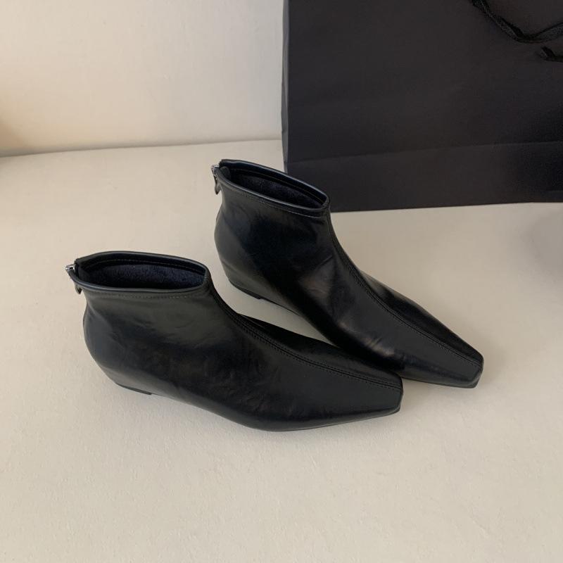 Европейско-американские короткие ботинки с квадратным носком женские 2025 осень-зима новые женские ботинки модные на внутренней платформе тонкие ботинки нишевый дизайн