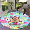 1PC Guinea Pig, Summer Non-Slip Floor Round Carpet, Office, Family, Bedroom, Large Area Rug Indoor Rugs, Durable Polyester-Z0432