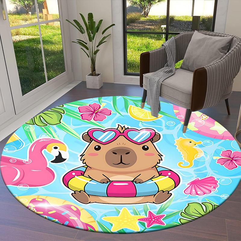 1PC Guinea pig, summer Non-Slip Floor Round carpet, Office, family, bedroom, Large Area Rug Indoor Rugs, Durable Polyester-Z0432