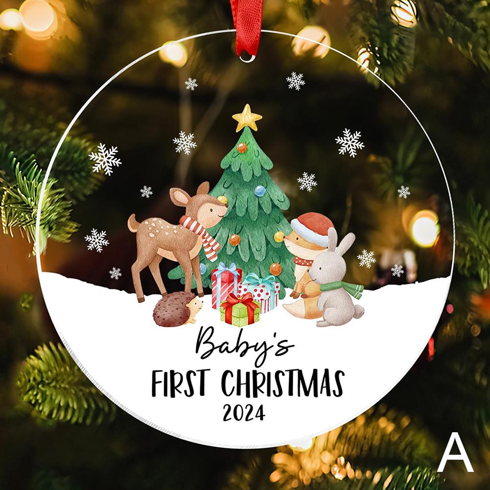 Baby's First Christmas Round Acrylic Christmas Ornaments Making Crafts Christmas Decorations Pe Q1T4