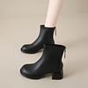 Fashion 2024 Women's Spring and Autumn New Fashion Round Head Color Blocked Leather Thick Bottom Comfortable High Heels Fashion Boots