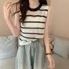 Striped Knitted Small Halter Vest Women's Wear Summer New Design Sense Sleeveless Short Sweet and Spicy Top