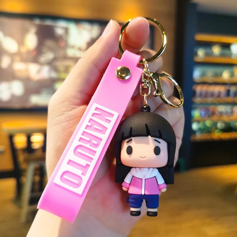10pcs/set Anime Naruto Keychain Fashion Jewelry Cartoon Figure 7CM PVC Model Cartoon Bag Doll Pendant Toys Gift