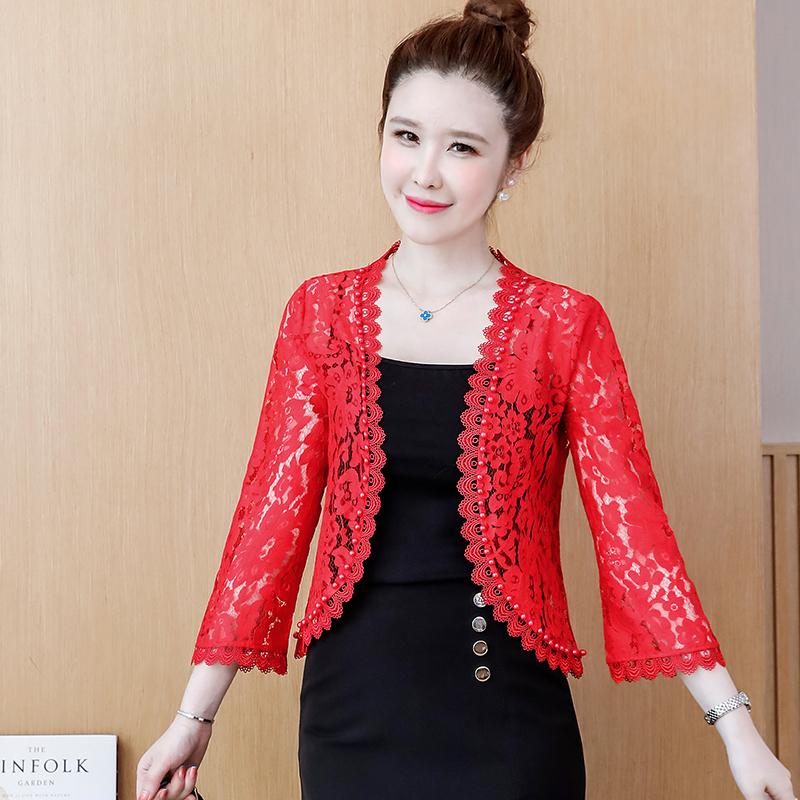 Мода 2023 г., летний новый кружевной кардиган с бисером, короткая куртка, женское пальто J138