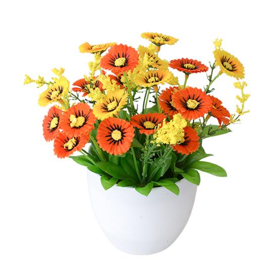 Artificial Flower Pot Chrysanthemum Desktop Decor Plastic Everlasting Fake Potted Plant