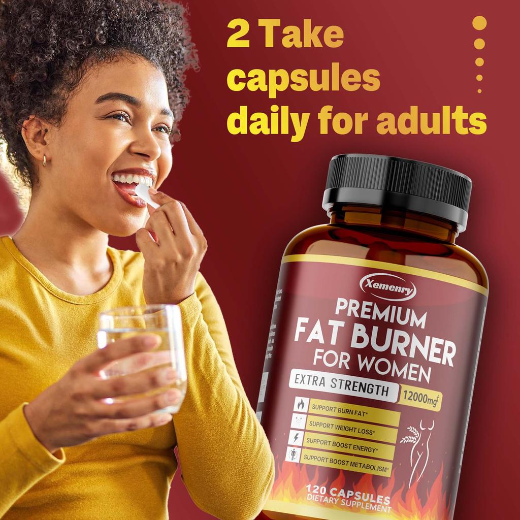 Premium Fat-Burning Capsules for Women - Contains Green Tea Extract - Carbohydrate Blocker - Weight Management Aid 120 Capsules