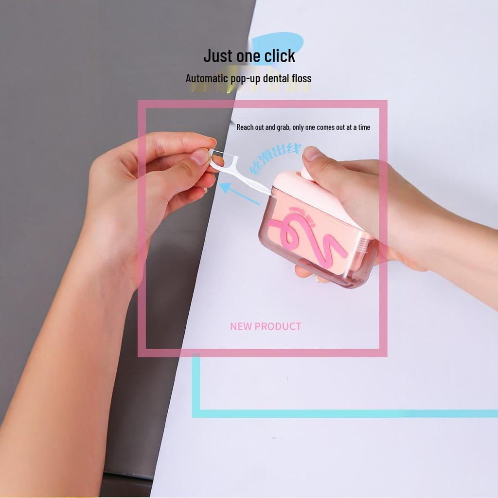 Легкая роскошь Дофамин Портативный диспенсер для зубной нити и зубочисток с автоматическим всплывающим хранилищем