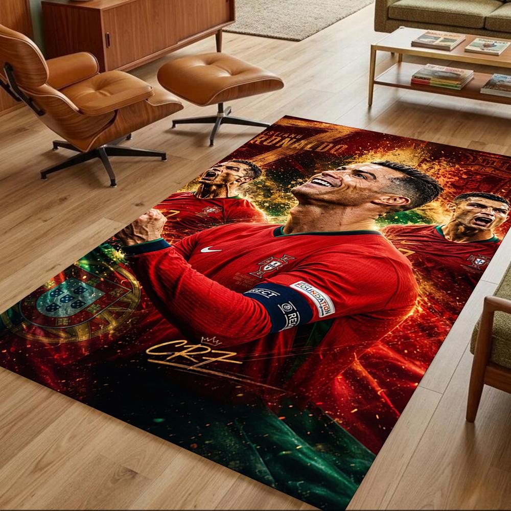 Cristiano Ronaldo Floor Rug Office Rug Perfect for Playrooms Balcony Kitchen Foyer Anti-slip Rug Anime Office Decor Best for Christmas