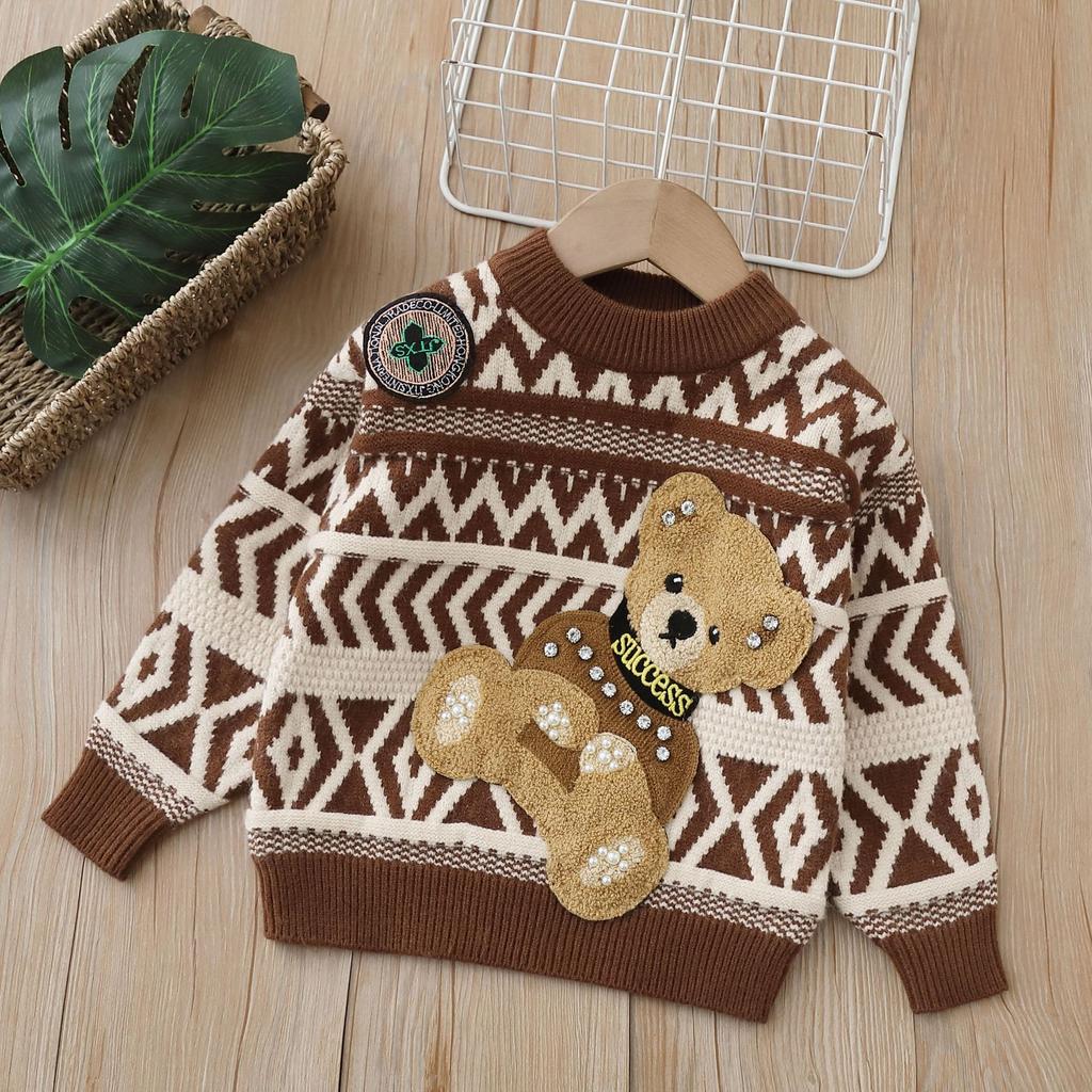 Детский свитер, осень/зима 2023, новый трикотажный свитер унисекс с героями мультфильмов