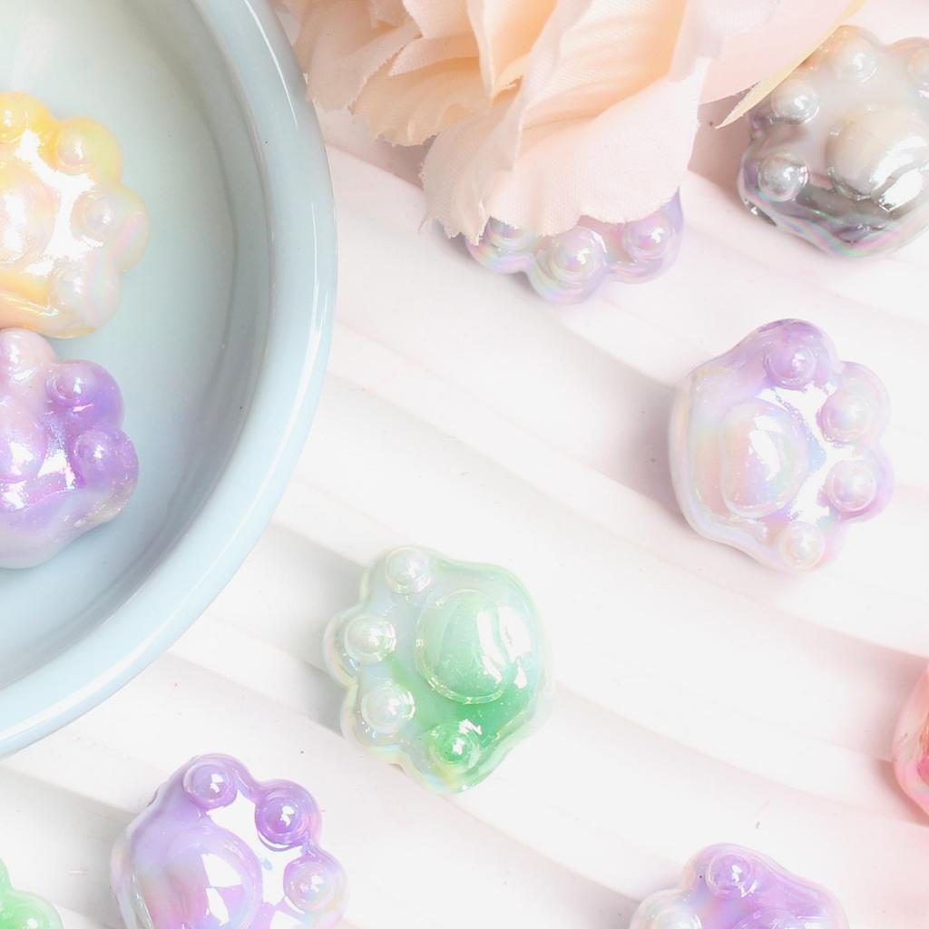 Fashion Bracelet Necklace UV Dazzle Two-color Cat Paw Beads 10pcs DIY Jewelry Accessories Acrylic Beaded Material