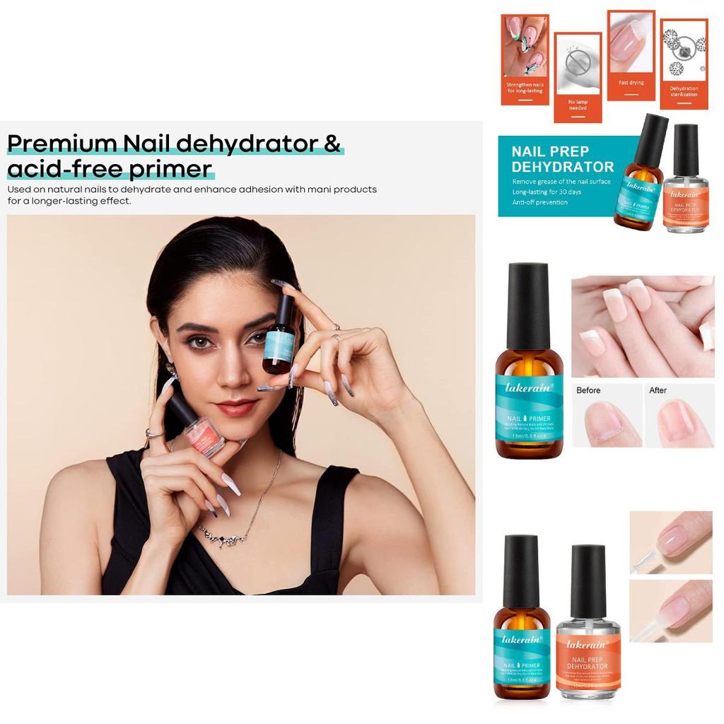 Nail Primer Set With Balancing Solution And Adhesive For Professional Manicure Care
