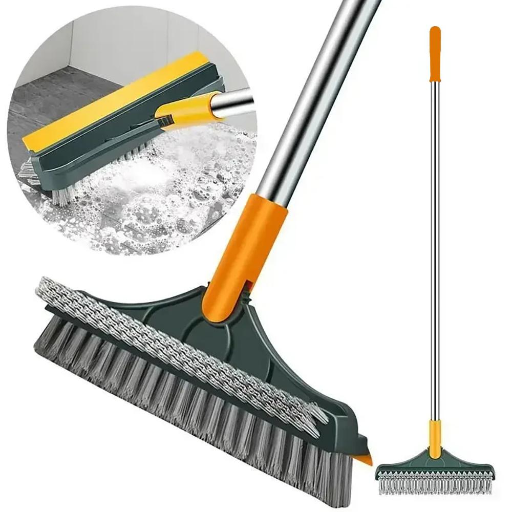 Bathroom Floor Scrub Brush 2 In 1 Cleaning Brush Long Handle Removable Wiper Magic Broom Brush Squeegee Tile Kitchen Cleaning Tools