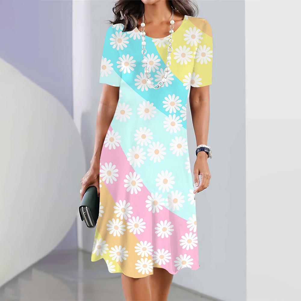 Новые весенние платья с цветочным принтом и ромашками для женщин, женские платья больших размеров, элегантные длинные платья, женская одежда