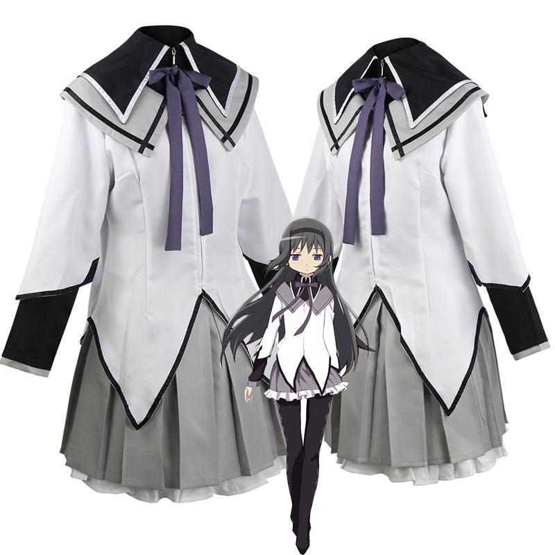 Косплей костюм Хомуры Акэми из Puella Magi Madoka Magica Аниме Мадока Магика Костюм Маги Хомуры Акэми Косплей Униформа Платье
