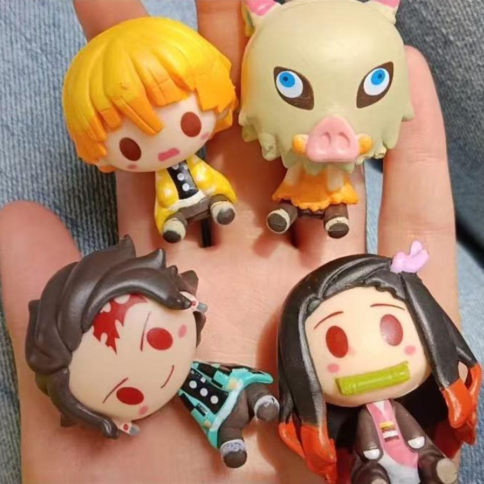 4 шт./комплект Клинок, рассекающий демонов Kimetsu No Yaiba Камадо Танджиро Незуко Агацума Зеницу Фигурка Действия Аниме Модель Статуэтка Игрушки Подарки