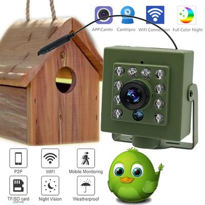 Зеленая камера Wifi Bird Box с инфракрасным ночным видением Mini Pet Nest для наблюдения за птицами, объектив 2,8 мм