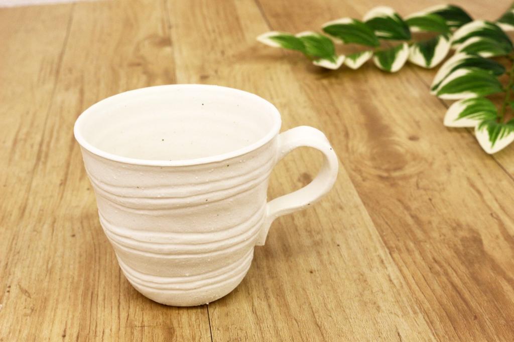 Castle Enterprise Mino Ware Japanese Cafe Series Shiosai [Mug] White Bizen, Set of 10