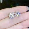 BELLA BOX Chic Flower-shaped Women Stud Earrings Full White Cubic Zirconia Dazzling Accessories Simple Style Female Earring Jewelry