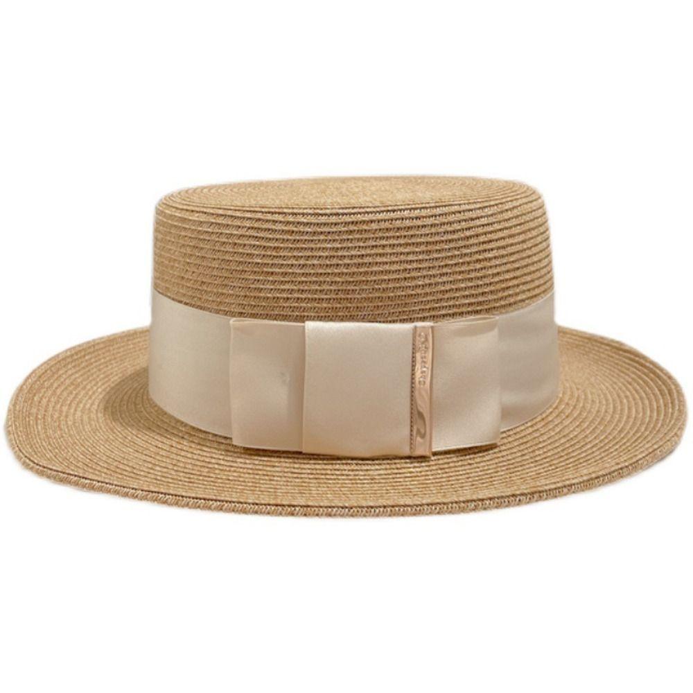 Sun Protection Ladies Sun Hat Satin Bow Visor Cap British Style Beach Hat Sun Protection