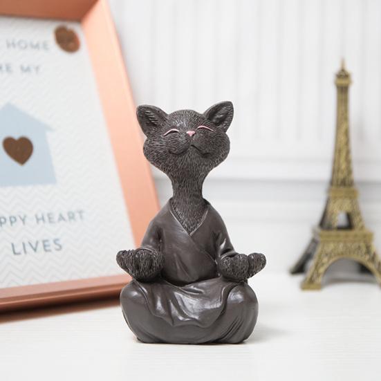 Медитирующая фигурка кошки, смоляная скульптура кошки дзен, сидящая в медитации кошка, украшение для йоги, гостиной, спальни, офиса, подарок для любителя кошек