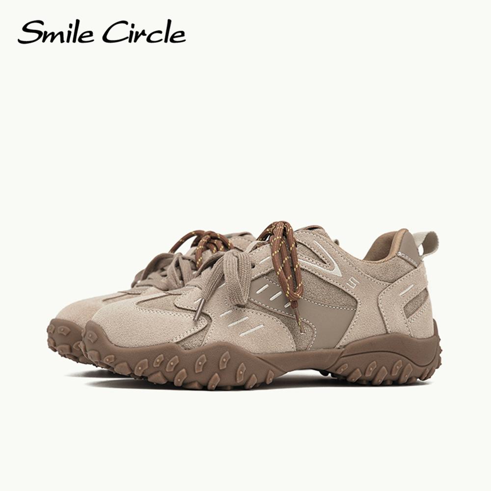 Женские кроссовки из натуральной кожи с круглым носком и шнуровкой, удобная модная повседневная обувь