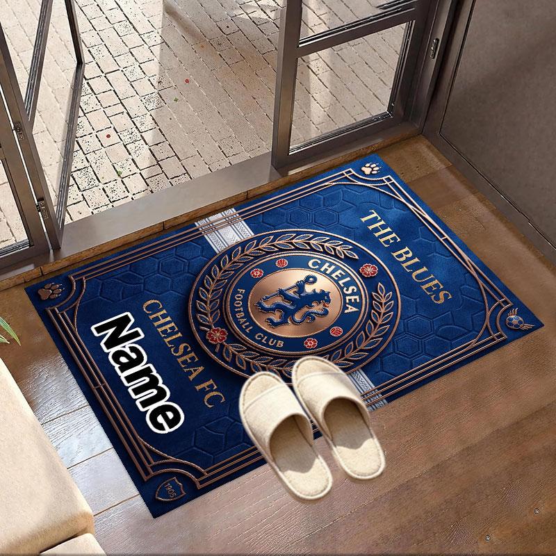 Custom Name Personalized Chelsea Football Club Print Carpet, Versatile Home Decor Rug, for Playroom, Apartment, Balcony, Entryway, Hallway Gift