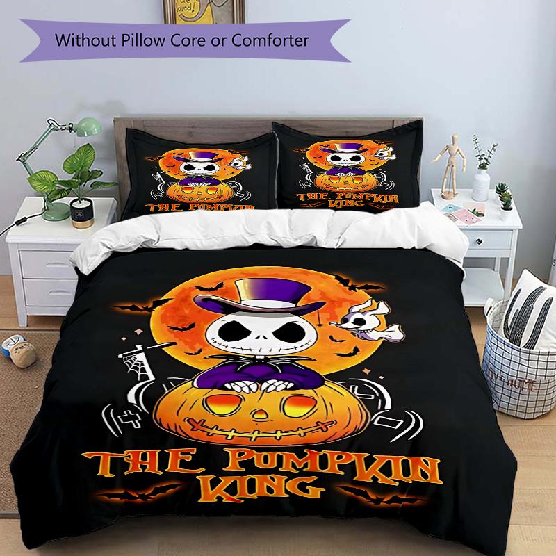 3pcs The Pumpkin King Jack Zero Print Cover Set Ultra Soft, Breathable, and Comfortable Bedding with Stylish Design for Bedroom and Guest Room De