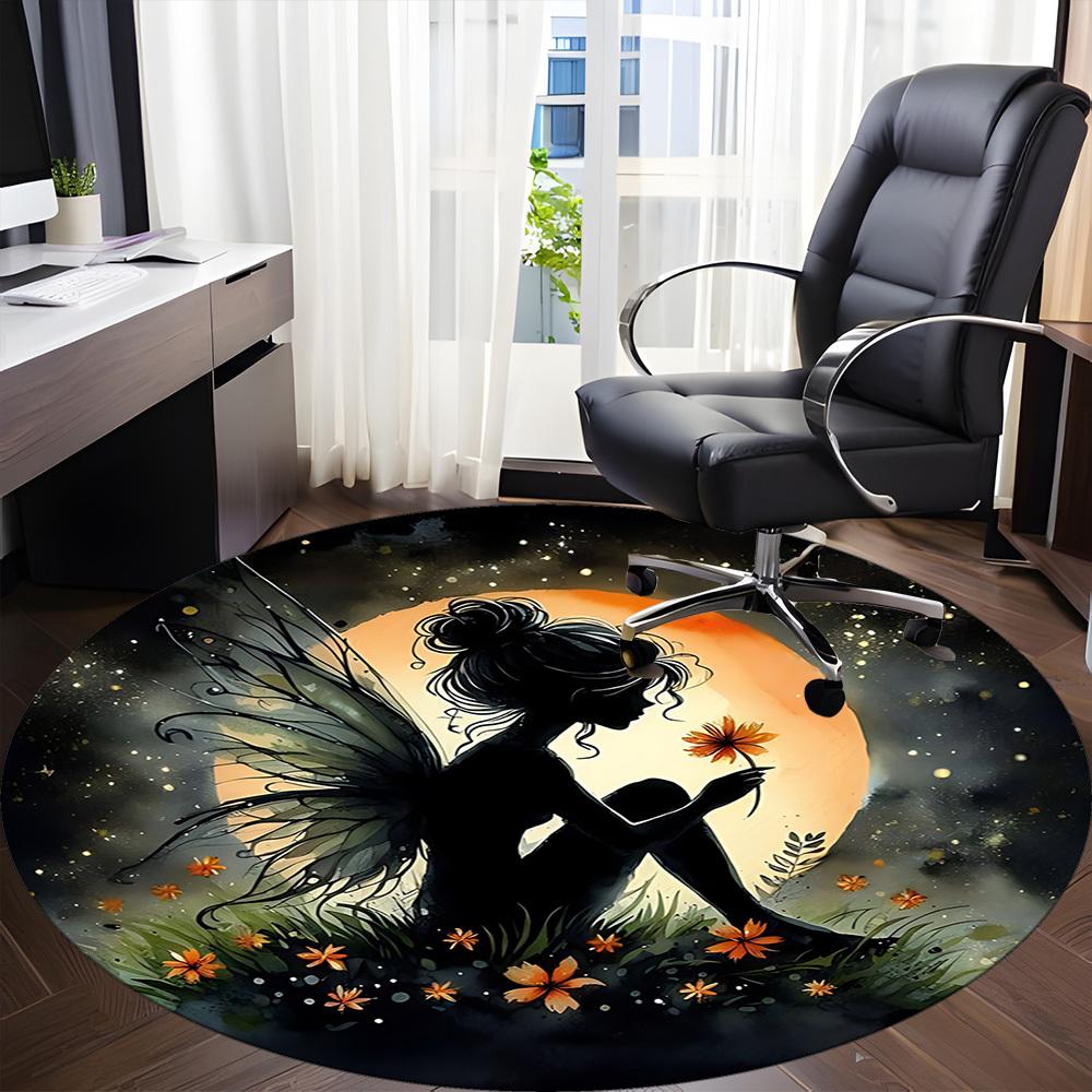 1 шт. Круглый ковер для офиса 'Fairy Bloom', Коврик, подходящий для офиса, Под офисные стулья, Спальни, Гостиной, Домашнего декора, Декора комнаты