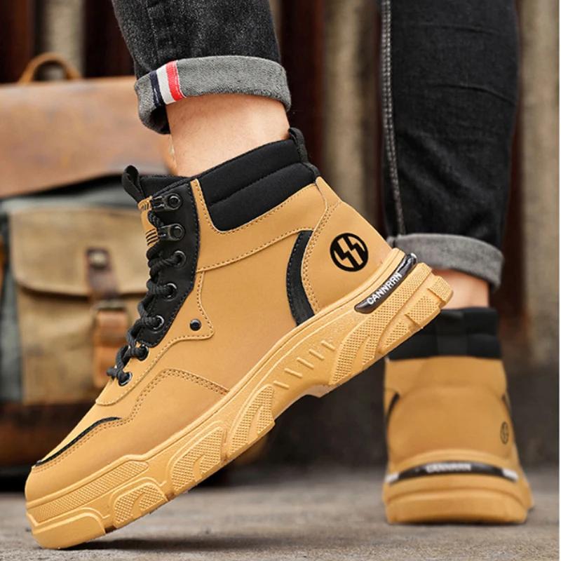 2024 New Men's Boots High Quality Men High Top Casual Shoes Comfortable Wear-resistant Male Thick-soled Shoes Botas Masculino