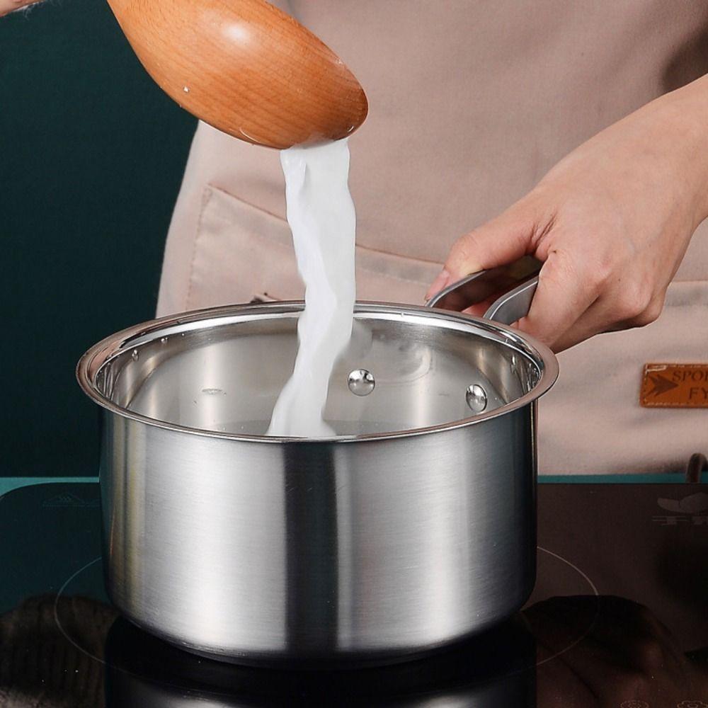 Flat-bottomed Soup Pot Glass Lid Milk Pot Household Hot Pot Noodle