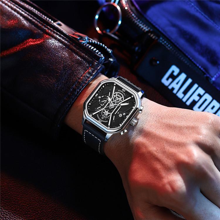 CRRJU New Leather Strap Men's Watch 2313 Watch Simple Business Personality Men Fashion Waterproof