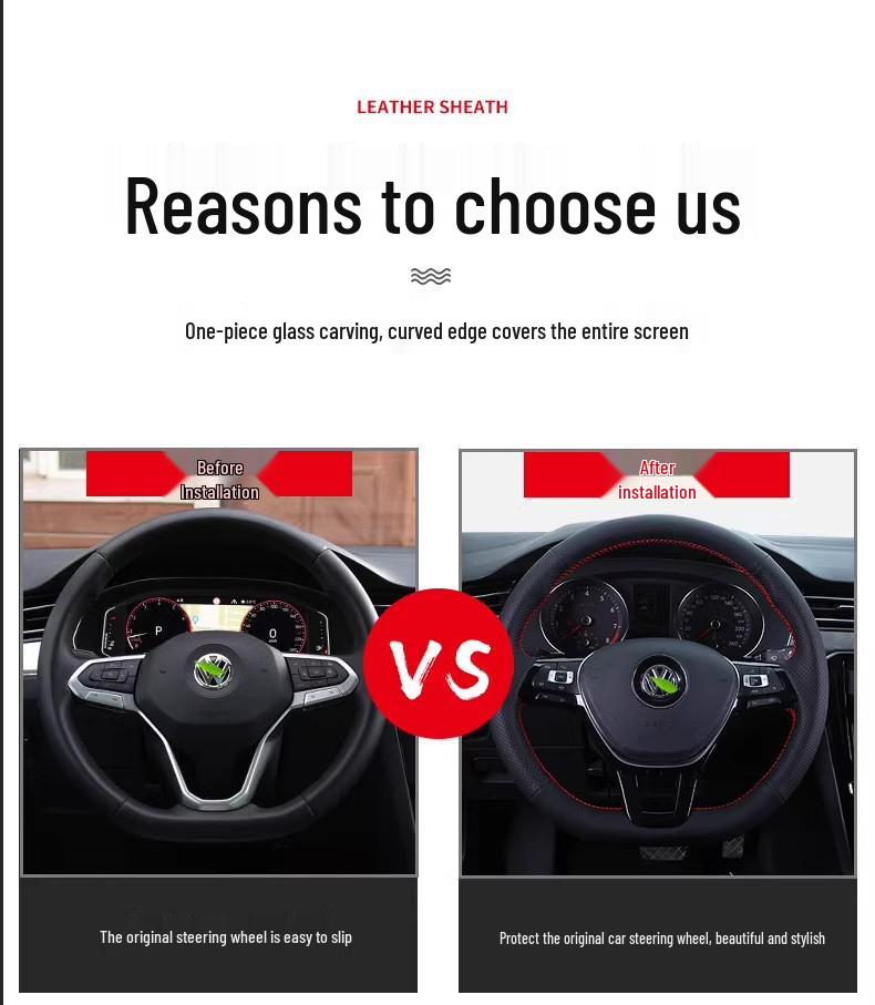 Genuine Leather Suede Steering Wheel Cover for Baojun 530/730 (2017-2021) - Hand-Stitched and Fully Wrapped.