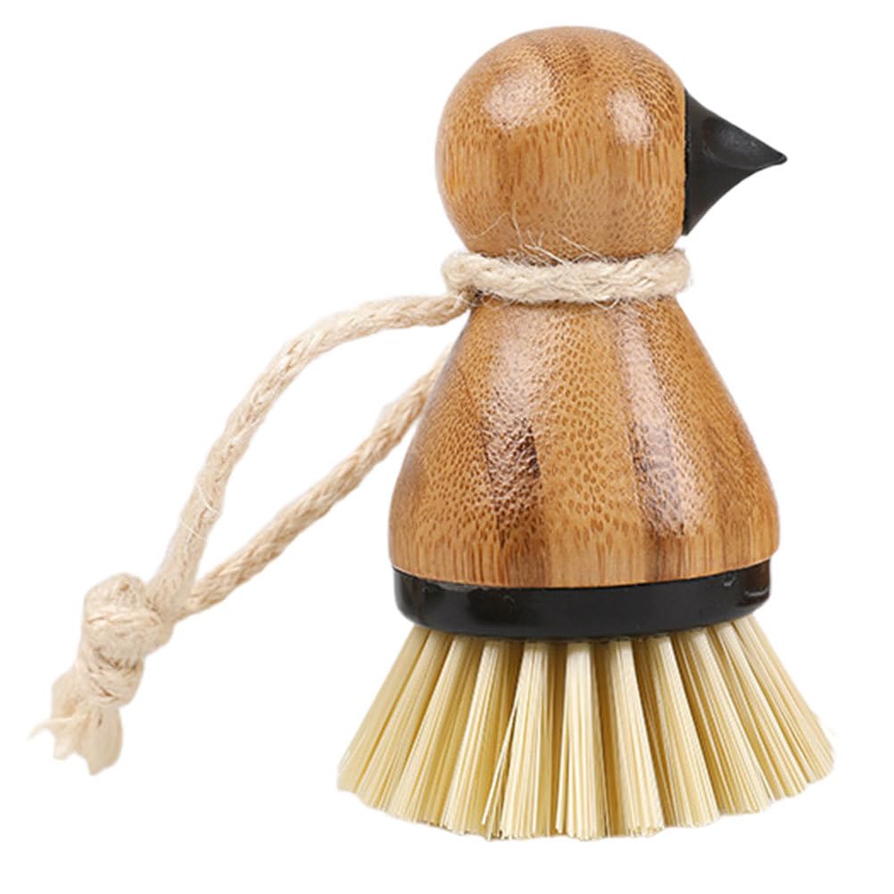 OUNONA Кухонная щетка с бамбуковой мочалкой для мытья китайских воков и чугунных сковородок, мытья посуды, не травмирующая руки, для уборки кухни, кухонные инструменты