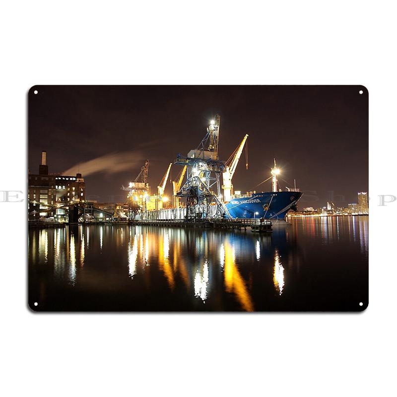 La Ciotat Shipyard Industrial View Roberta Split Harbour Twylight Metal Plaque Mural Wall Decor Kitchen Designs Tin Sign Poster