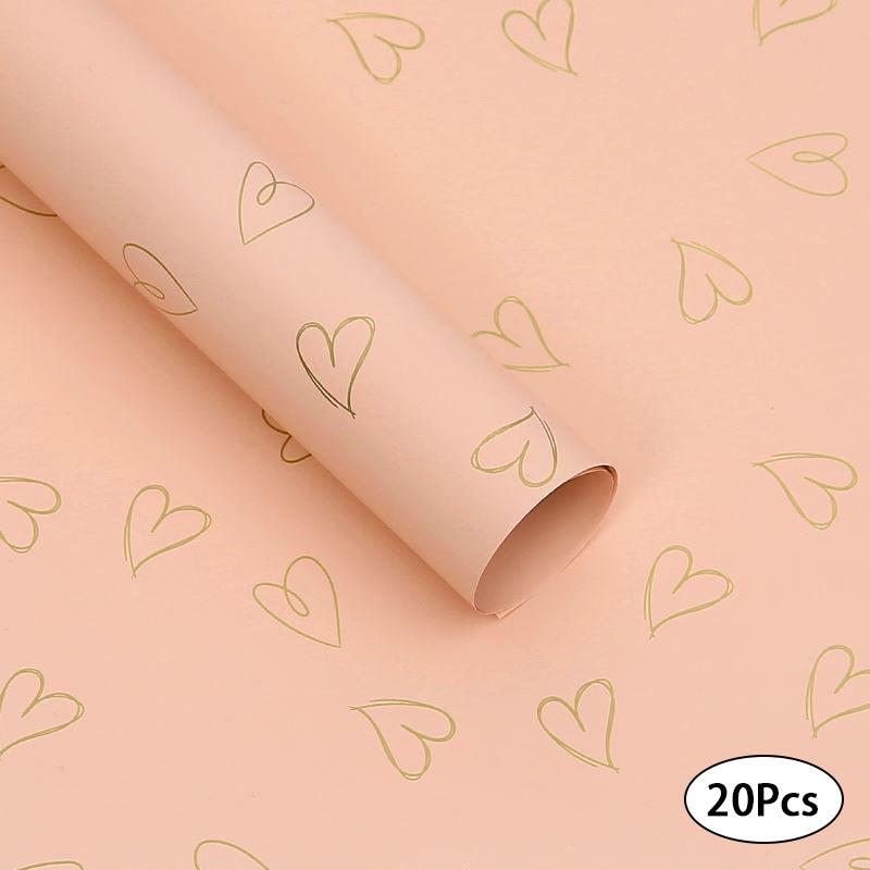 20 листов цветочной упаковки, водонепроницаемая подарочная упаковочная бумага, пластиковая бумага с принтом любви