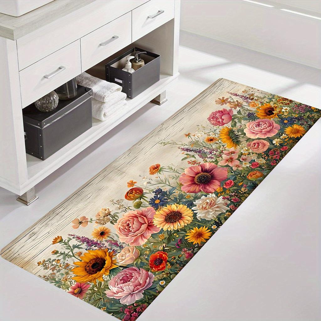 1pc Luxury Bohemian Irregular Line Entry Floor Mat, Easy to Clean for Living Room Bedroom, Kitchen Office Home Decoration