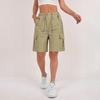 Women's Sports Shorts Casual Loose Solid Color High Waisted Pocket Shorts