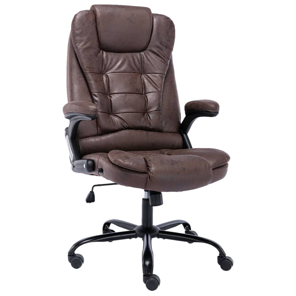 Office Chair Dark Brown Suede Look Leather