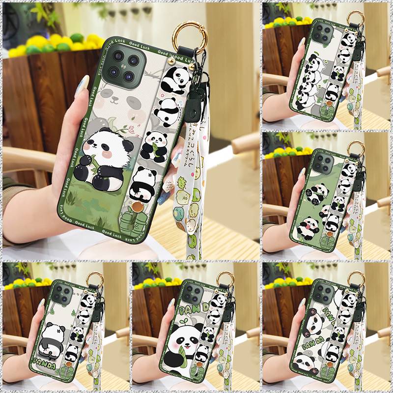 Durable Cute Phone Case For Cubot C30 Wrist Strap Anti-knock Cartoon Anti-dust Fashion Design Kickstand Waterproof Panda