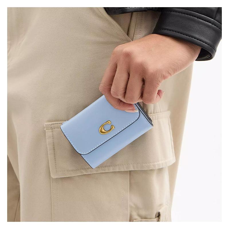 Coach Основной 10 Фирменная фурнитура Съемный держатель для карт Кожаный кошелек Женский Синий blue