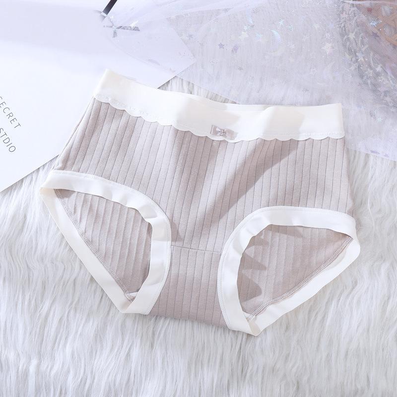 Cotton Mid Waist Underwear for Women with Lingerie Abdominal Hip Lifting Breathable Ice Silk No Trace Antibacterial Plus Size Triangl Pantiese