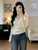 Women's French Wool V-Neck Sweater - 2026 Autumn/Winter Fashion, Solid Color, Versatile as a Standalone or Base Layer.